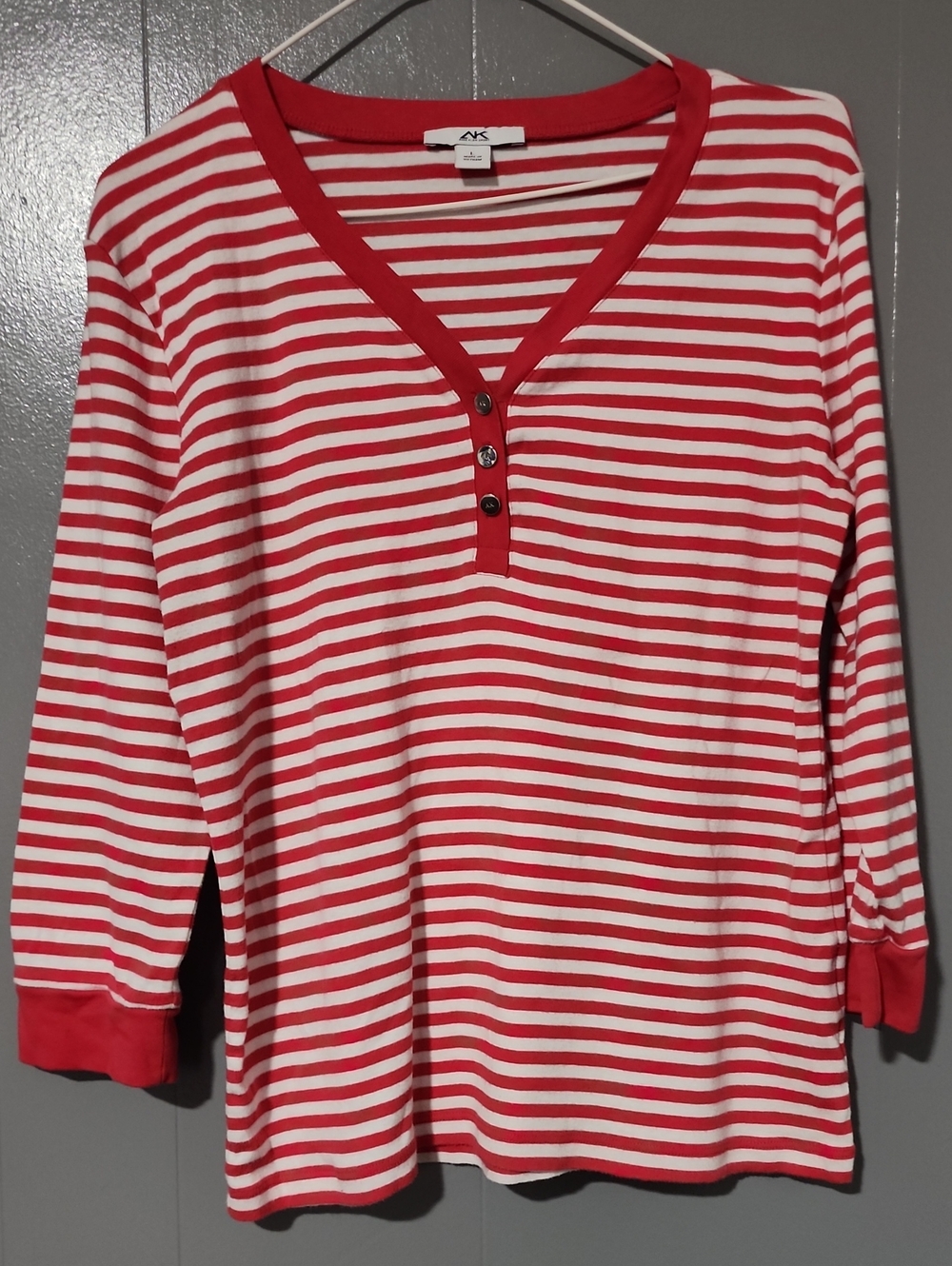 Anne Klein Sport Red and White Striped Top